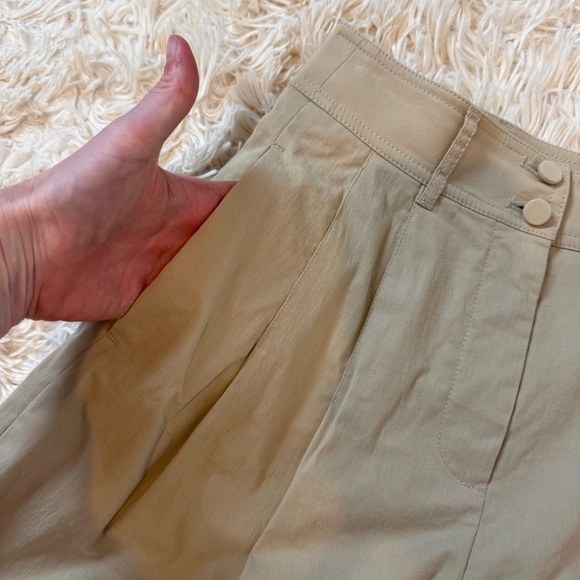 Rebecca Taylor pleated Bermuda high rise shorts pockets cotton blend SZ 00 cream - Picture 2 of 7